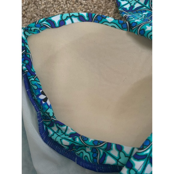 Assets Sara Blakley Spanx OnePiece swimsuit padded Top Woman’s Large Teal Print - Picture 5 of 7